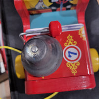 2004 Fisher Price Looky Fire Truck Town Parade Wooden Pull Toy With Bell