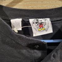 Mickey & Co Black Long Sleeve L Henley Shirt W/ Embroidered Disney Mickey Mouse Patch