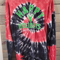 Simply Southern Tie Dye Christmas Holiday Ho-Ho Small Long Sleeve Santa Snowman Shirt