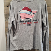Vineyard Vines Gray Merry Christmas 2017 Holiday Themed Medium Long Sleeves Shirt