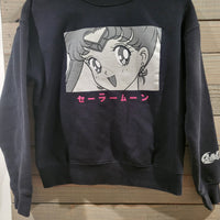 Sailor Moon Naoko Takeuchi Black Crewneck Pullover Sweatshirt Size Small S Anime
