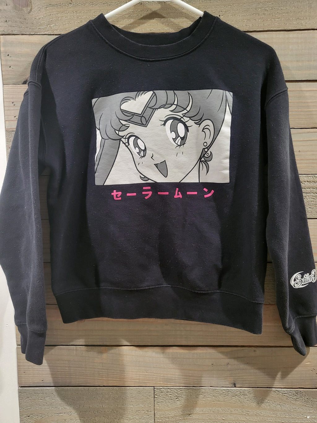 Sailor Moon Naoko Takeuchi Black Crewneck Pullover Sweatshirt Size Small S Anime