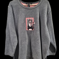 Vintage Avalon Plus 1x Gray Cat & Mouse Themed Long Sleeves Plush Sweatshirt