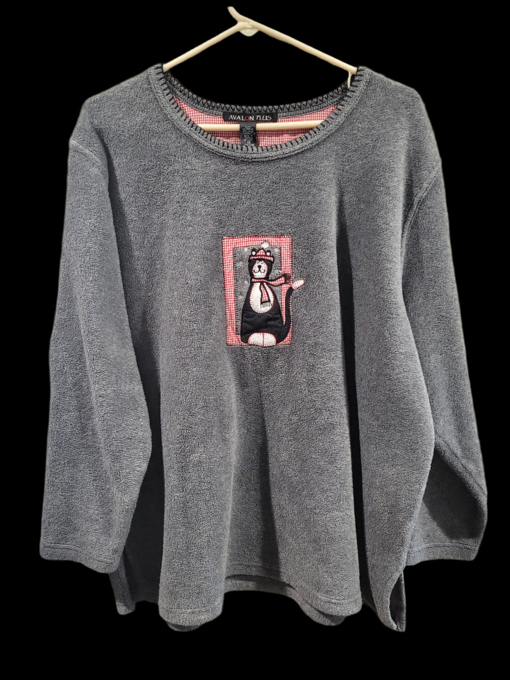 Vintage Avalon Plus 1x Gray Cat & Mouse Themed Long Sleeves Plush Sweatshirt