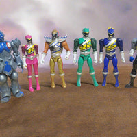 2015 Power Rangers Dino Supercharge 6 Figures Gold Pink Black Green Blue Wrench