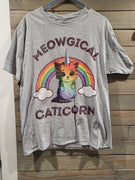 Meowgical Caticorn Gray Cat Unicorn T-Shirt Unisex Large / XL (see details)