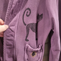 Vintage Viva City USA Purple Cat Themed Small Cotton Jacket Sweater With Pockets