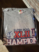 New York Giants Super Bowl XLII Champions NFL Fruit Of The Loom Gray Large T-Shirt Football
