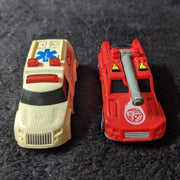 1994 Hot Wheels Set of 2 Emergency Vehicles - Ambulance & Fire Rescue Die-Cast