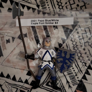 2001 Papo Blue & White Eagle Shield Foot Soldier with Pike Weapon