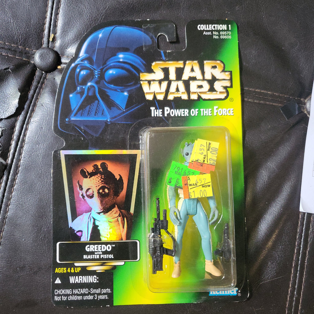 Star Wars Power of the Force POTF Sealed Green Holo Card Greedo Action Figure