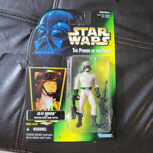 1996 Star Wars Power Of The Force POTF AT-ST Driver Green / Holo Card Action Figure