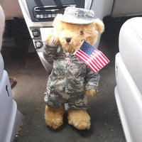 Danbury Mint U.S. Army 18" Camoflauge Teddy Bear with American Flag