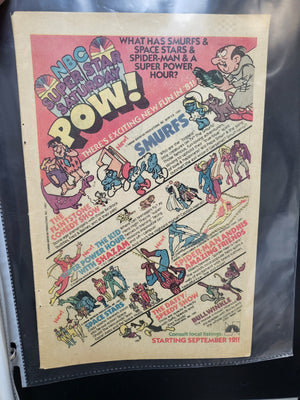1980s NBC Saturday Morning Cartoons Ad Advertising (1981) Spiderman Smurfs Shazam