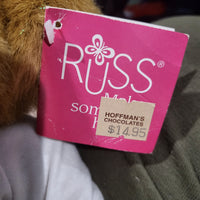 RUSS "GARLAND" Bear with Sparkly Tie, Nose and Paws New With Tag NWT Hoffman's Chocolates