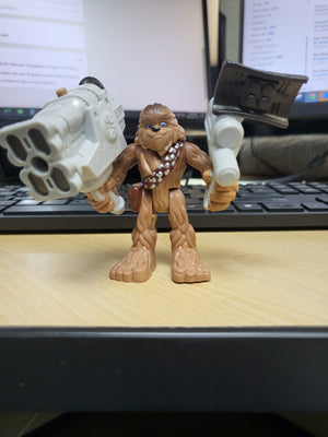 2011 Hasbro Star Wars LFL Galactic Heroes Chewbacca Figure Holding Weapons
