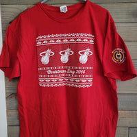NBA Christmas Day 2014 Miami Heat Sweater Design Red XL T-Shirt Basketball