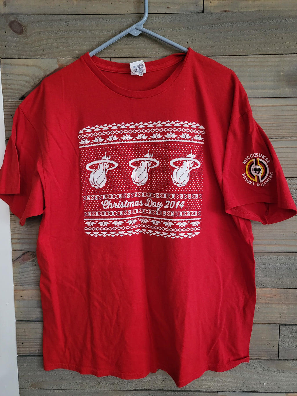 NBA Christmas Day 2014 Miami Heat Sweater Design Red XL T-Shirt Basketball