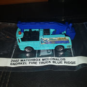 2002 Matchbox McDonald's Snorkle Blue Ridge Fire Truck