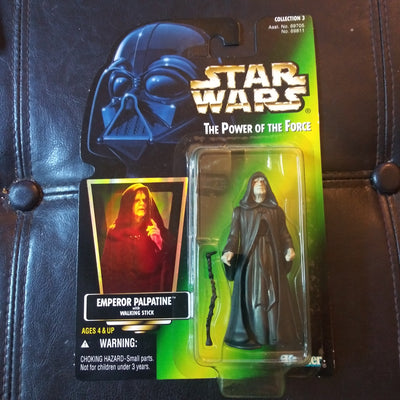 1996 Star Wars Power Of The Force Green Emperor Palpatine with Walking Stick Figure