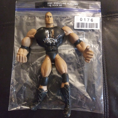WWE WWF Wrestling Figure Flex Em's The Rock Hit It Strong