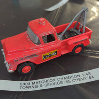 2003 Matchbox Champion Towing & Service Red '55 Chevy Truck - REPAINT 1:43 Scale