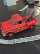 2003 Matchbox Champion Towing & Service Red '55 Chevy Truck - REPAINT 1:43 Scale