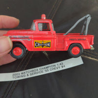 2003 Matchbox Champion Towing & Service Red '55 Chevy Truck - REPAINT 1:43 Scale