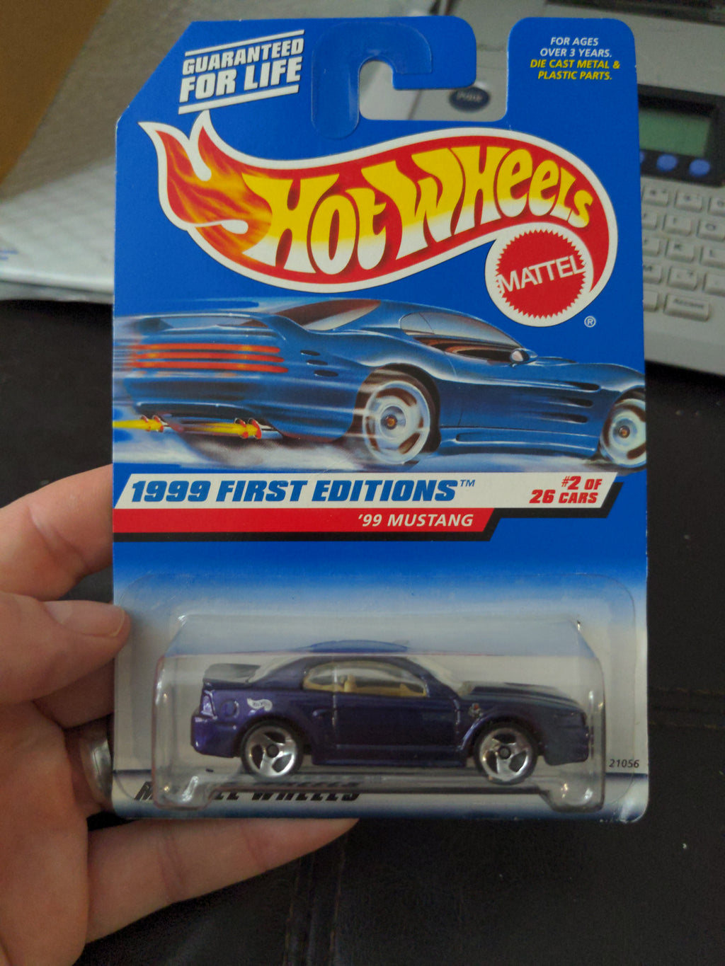 1999 Hot Wheels #909 First Edition #2/26 Mustang '99 Purple/Tan 3 Spoke Car