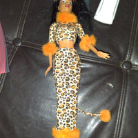 1999 Mattel Barbie Doll African American Cat Leopard Tail Outfit
