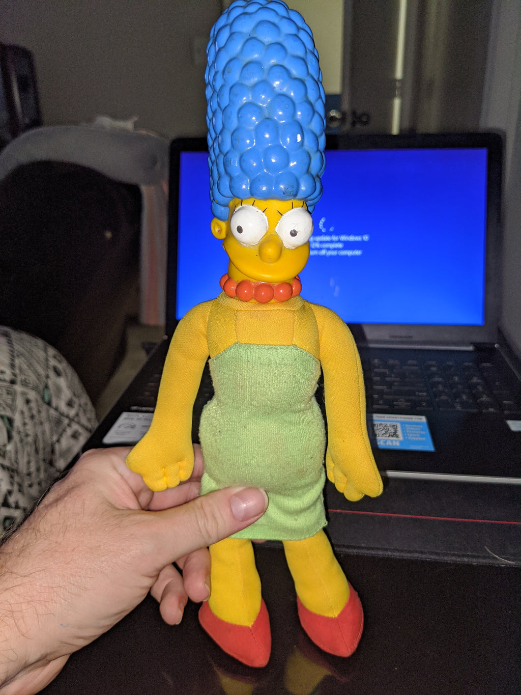 1990 Burger King 12" The Simpsons - Marge Simpson Plush / Hard Head Doll Fast Food Toy