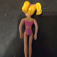 Polly Pocket Blonde Girl With Pigtails - Pink Bikini Toy Figure