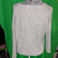Brandy Melville Womens Bronx Cable Knit Sweater One Size gray crew neck
